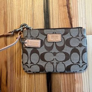 Coach Signature Logo Wristlet Zip Pouch